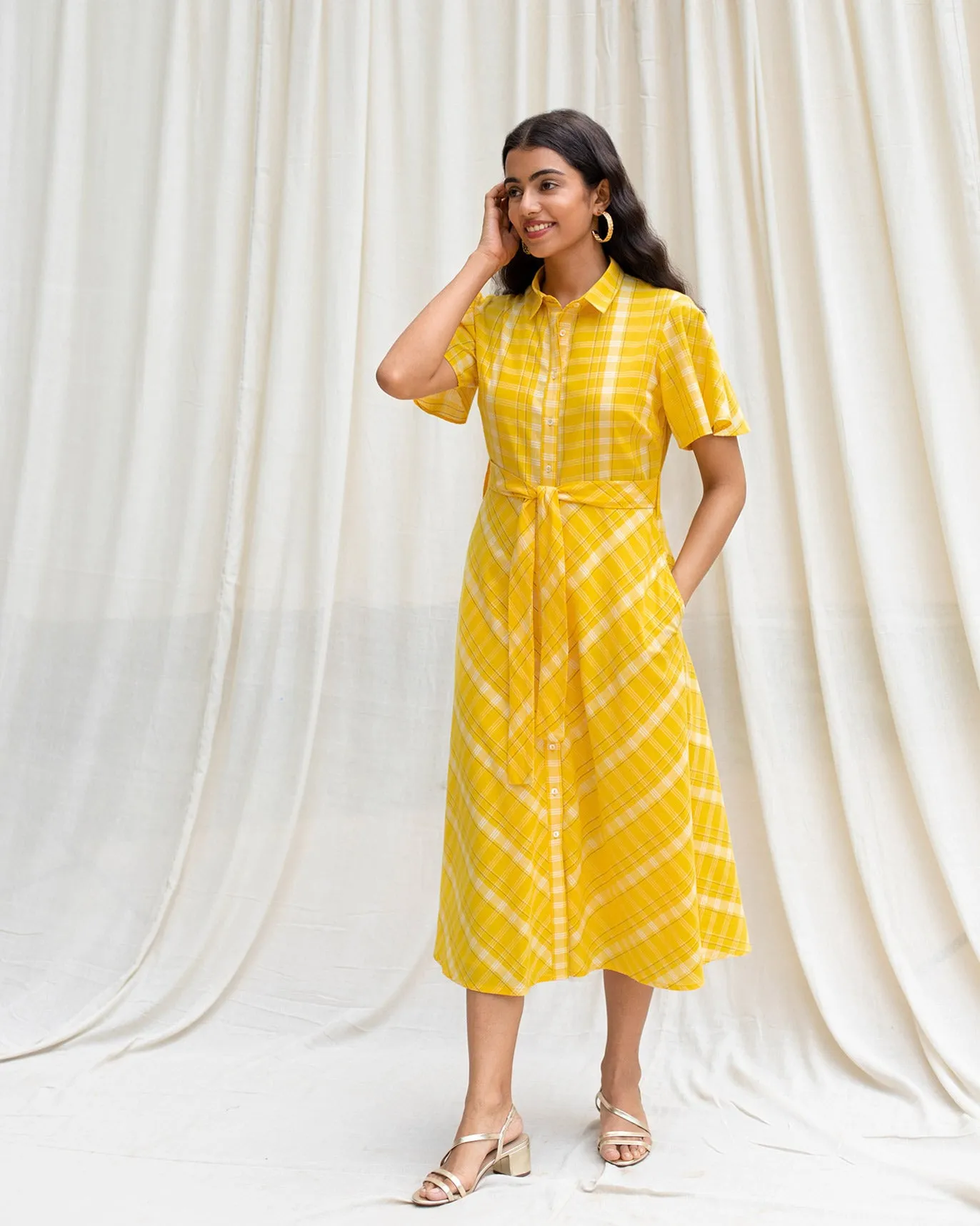 A-Line Shirt Dress - Yellow