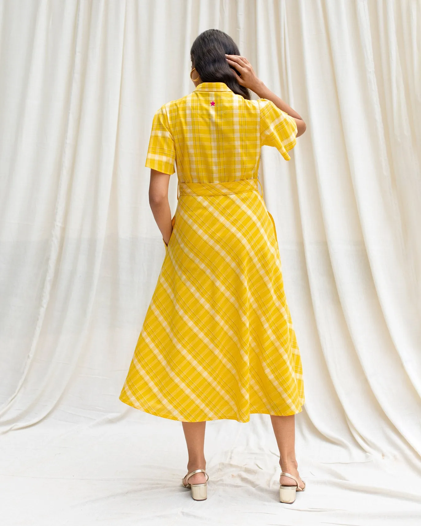 A-Line Shirt Dress - Yellow