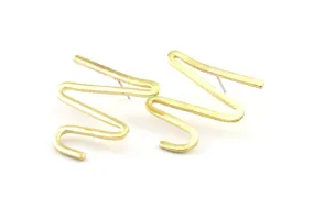 Abstract Earring Findings, 2 Raw Brass Geometric Earring Findings  (33x32x1.7mm) BS 1966