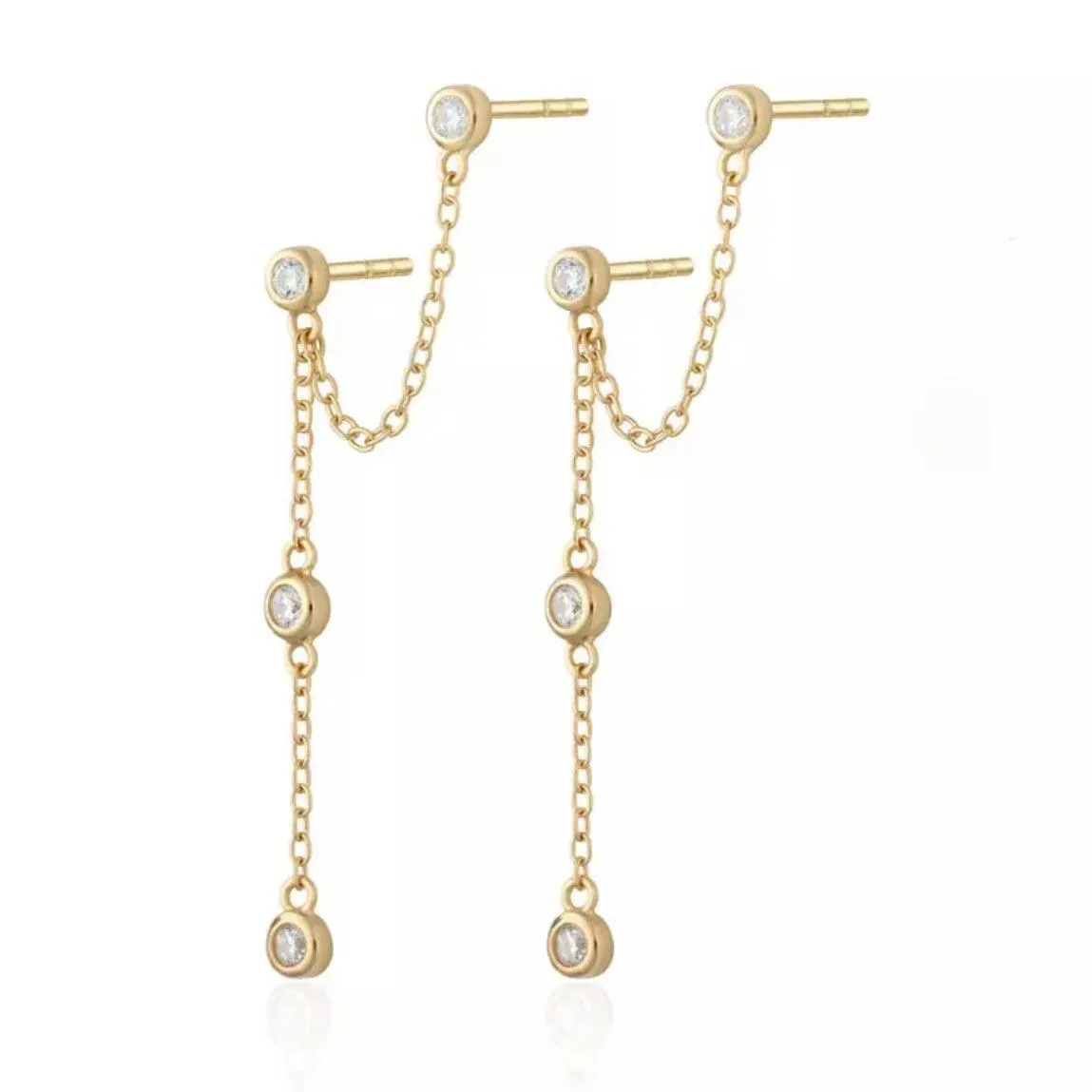 Adele Bezel Set Chain Link Earrings