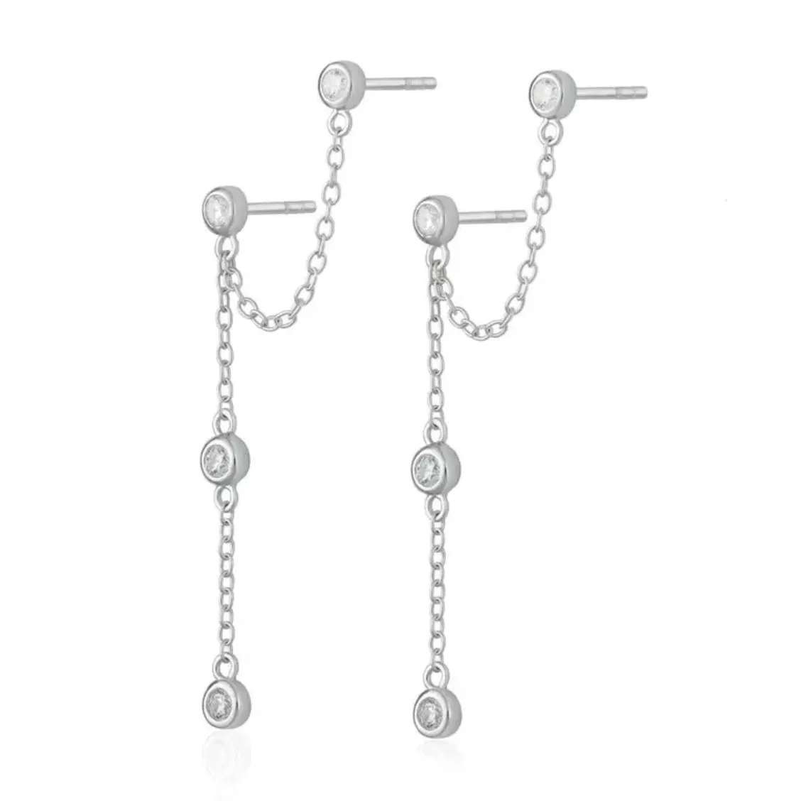 Adele Bezel Set Chain Link Earrings