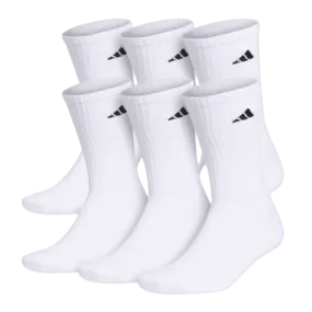 Adidas Athletic Cushioned Crew Socks (6 pk)