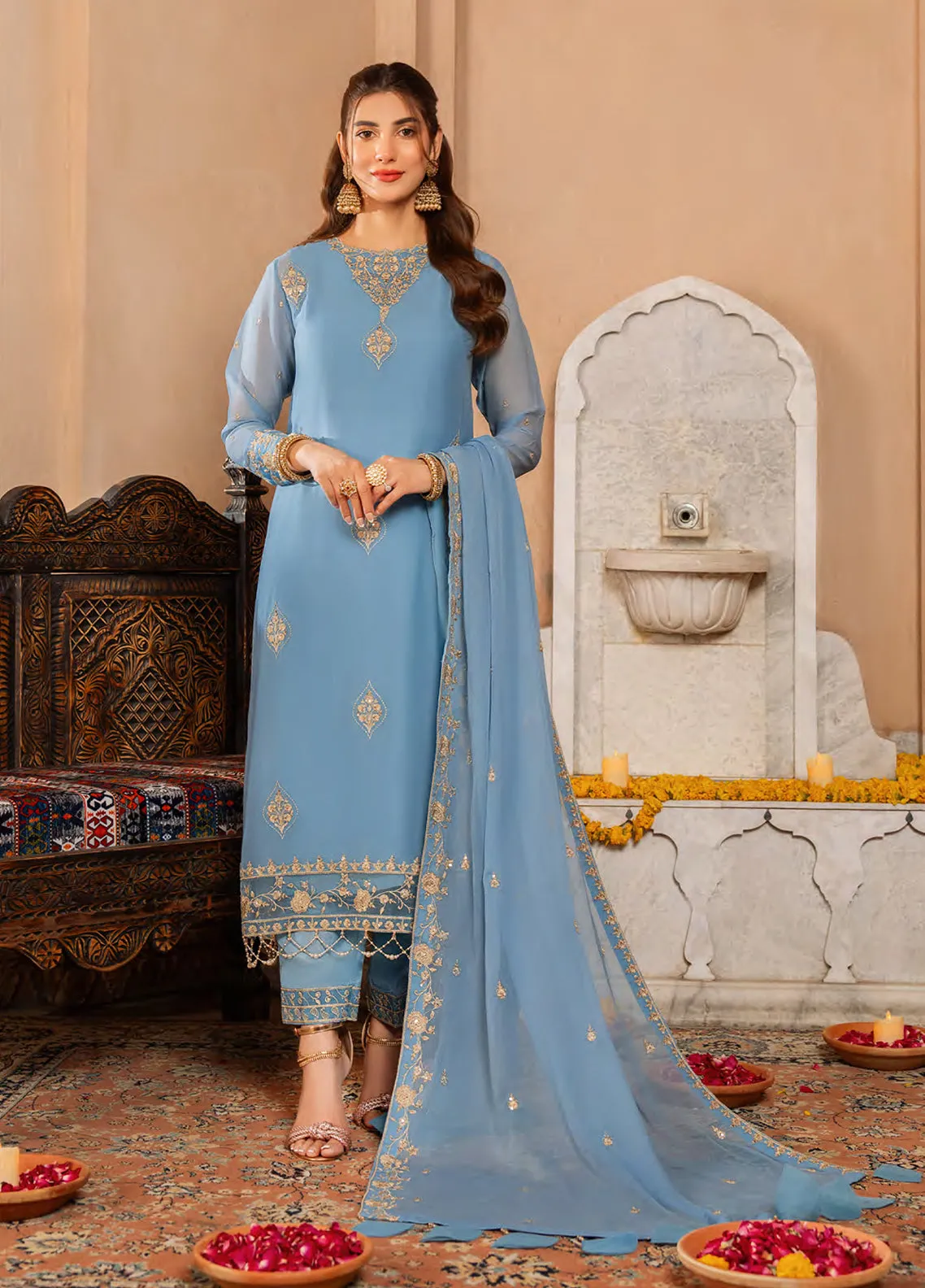 Afsanay By Shahzeb Textiles X Shireen Lakdawala Luxury Chiffon 3 Piece Unstitched Suit ST24A YASRA