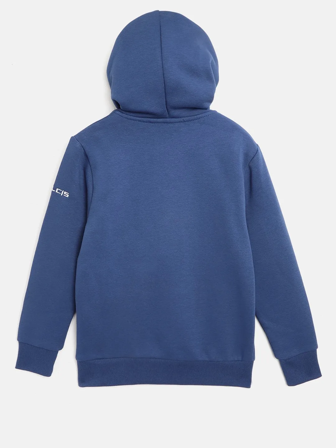 Alcis Boys Blue White Alphanumeric Print Hooded Sweatshirt-4