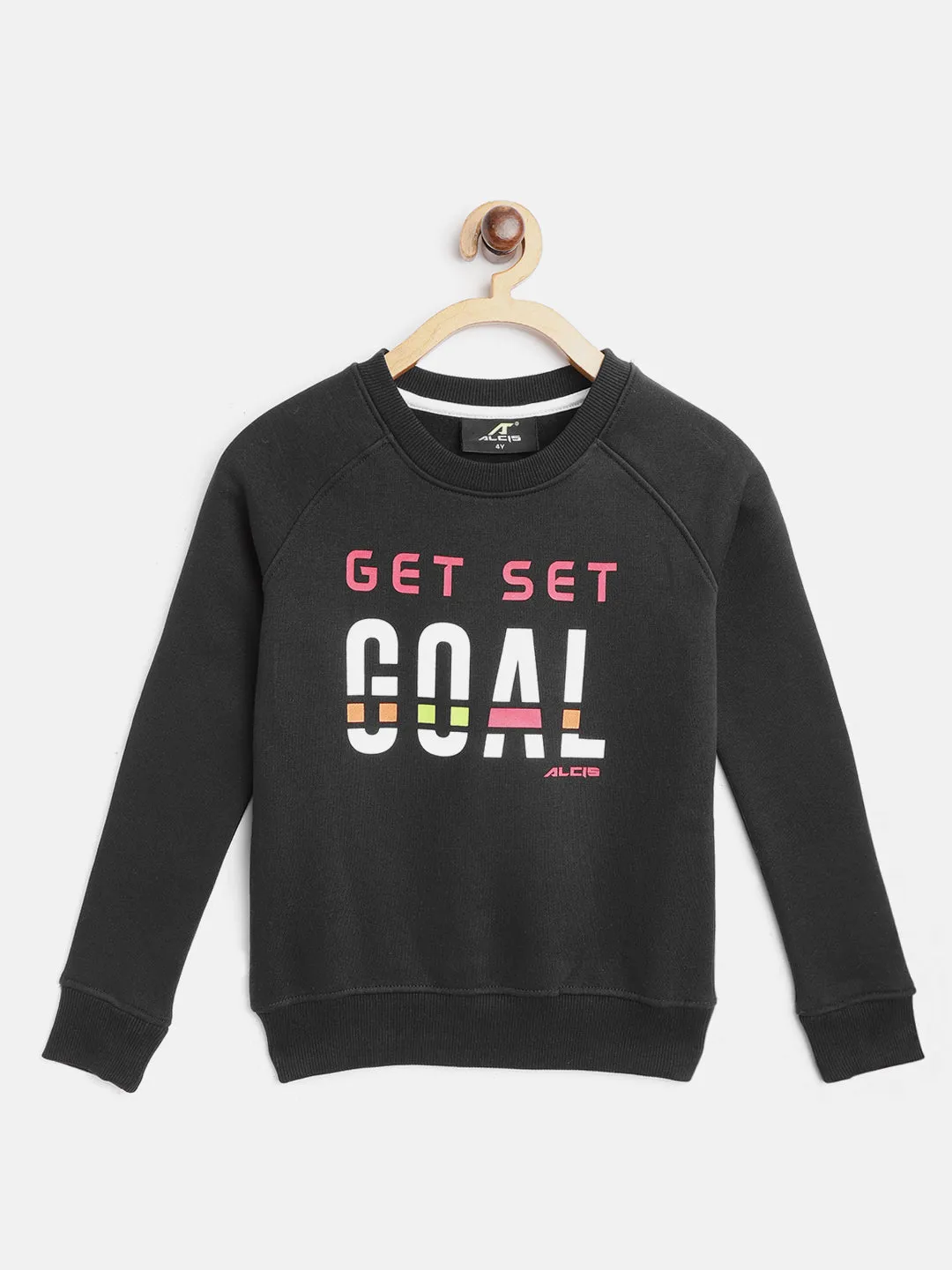 Alcis Girls Black White Slogan Print Sporty Sweatshirt