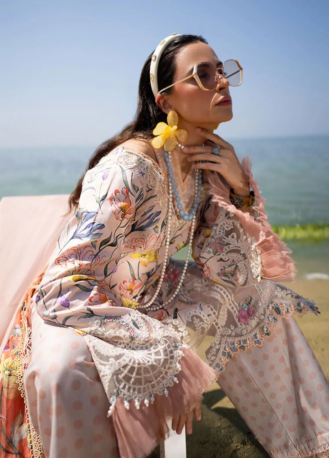 Alif By AJR Couture Signature Luxury Embroidered Lawn 3 Piece Unstitched Suit AJRC24ASLL-06 BLOOMING