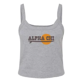 Alpha Chi Omega West Coast Surfer Women's Micro Rib Spaghetti Strap Tank Top