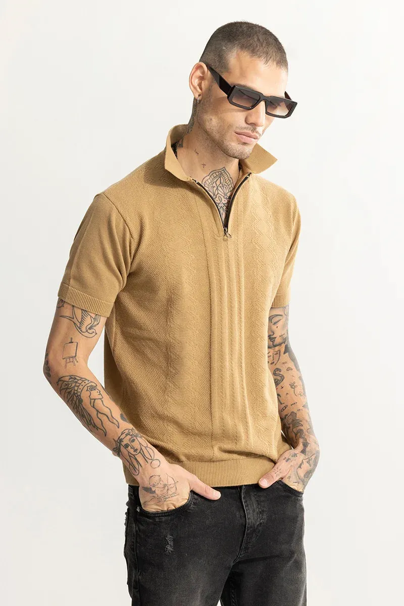 Alpine Knitted Beige Polo T-Shirt