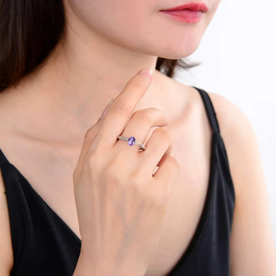 Amethyst Solitaire Ring