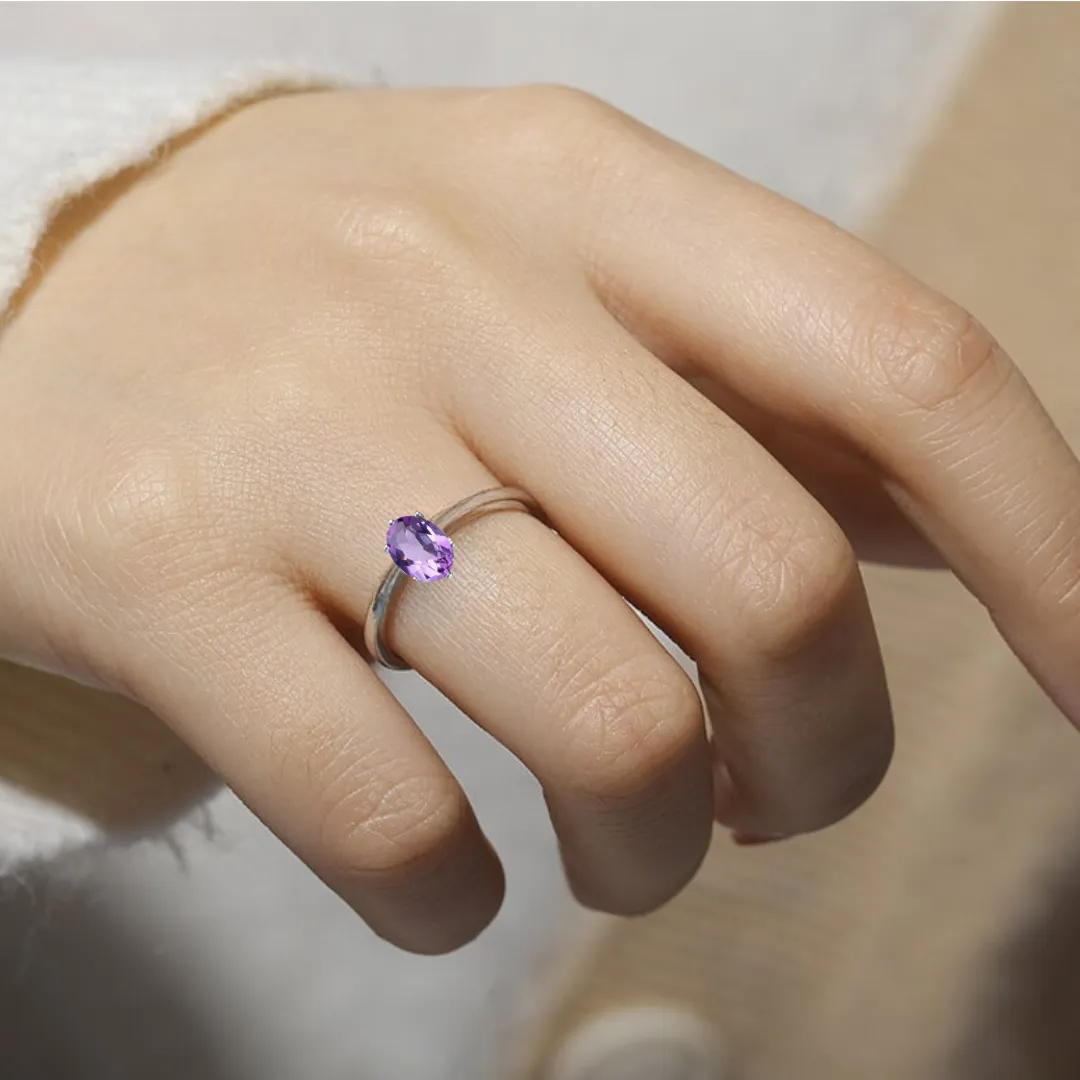 Amethyst Solitaire Ring