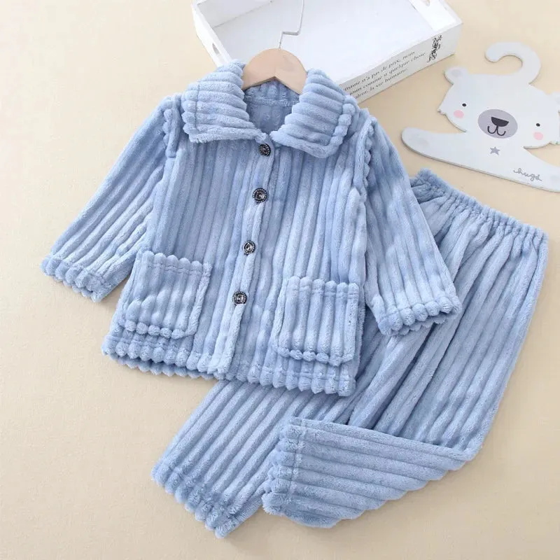 Baby Girl Solid Flannel Pajama Sleepwear Set