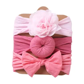 Baby Headwrap 3 Piece Set in Soft Pinks