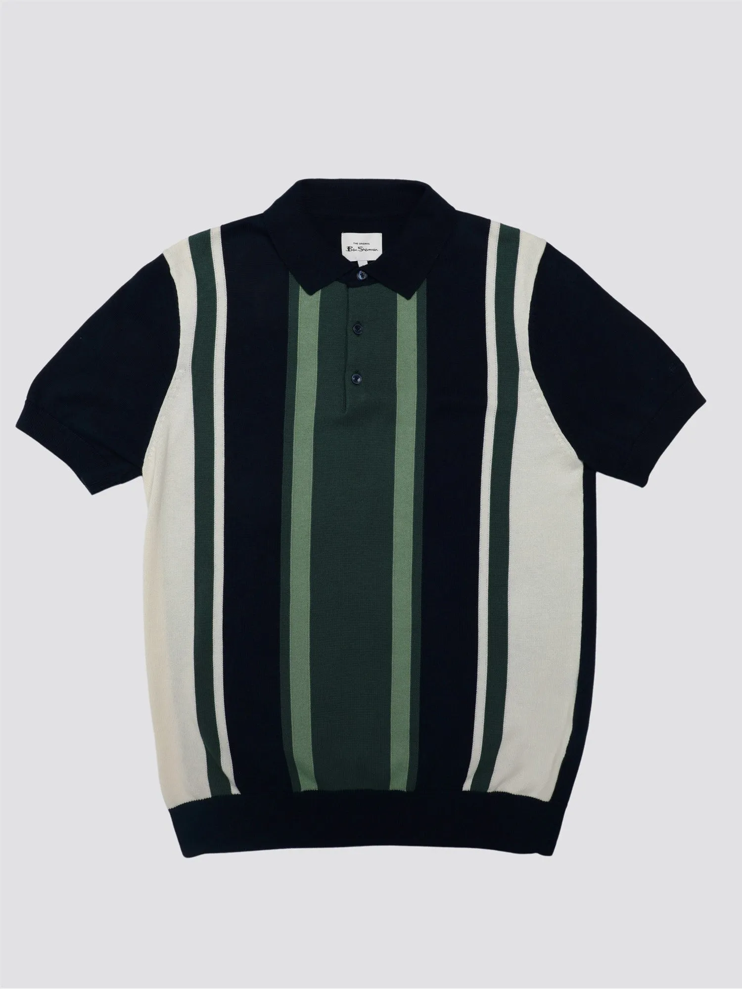 Ben Sherman Mens Knitt Vertical Stripe Polo Shirt