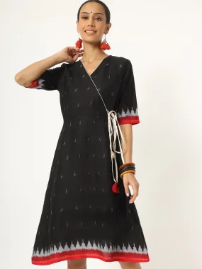 Black Ikat Print Dress