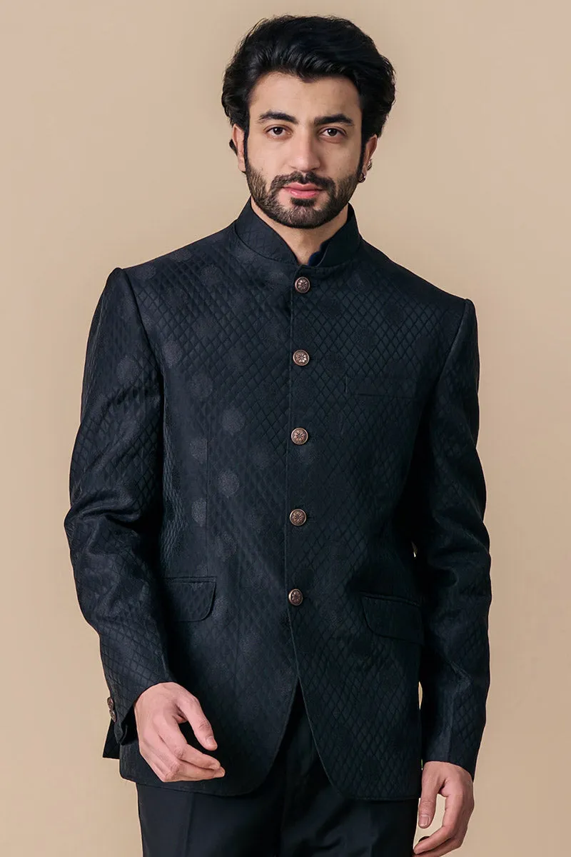 Black Jacquard Bandhgala