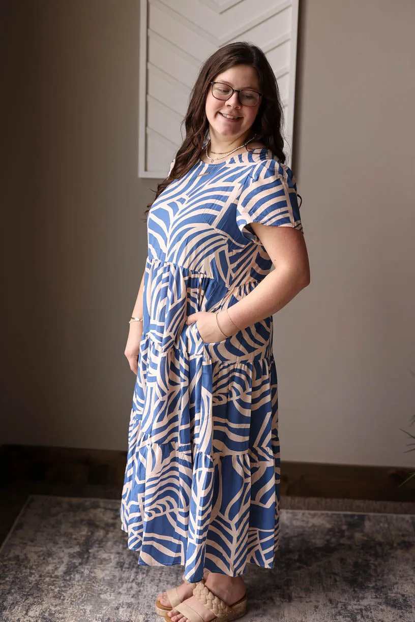 Blue Boho Tiered Maxi Dress