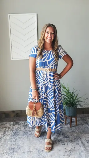 Blue Boho Tiered Maxi Dress