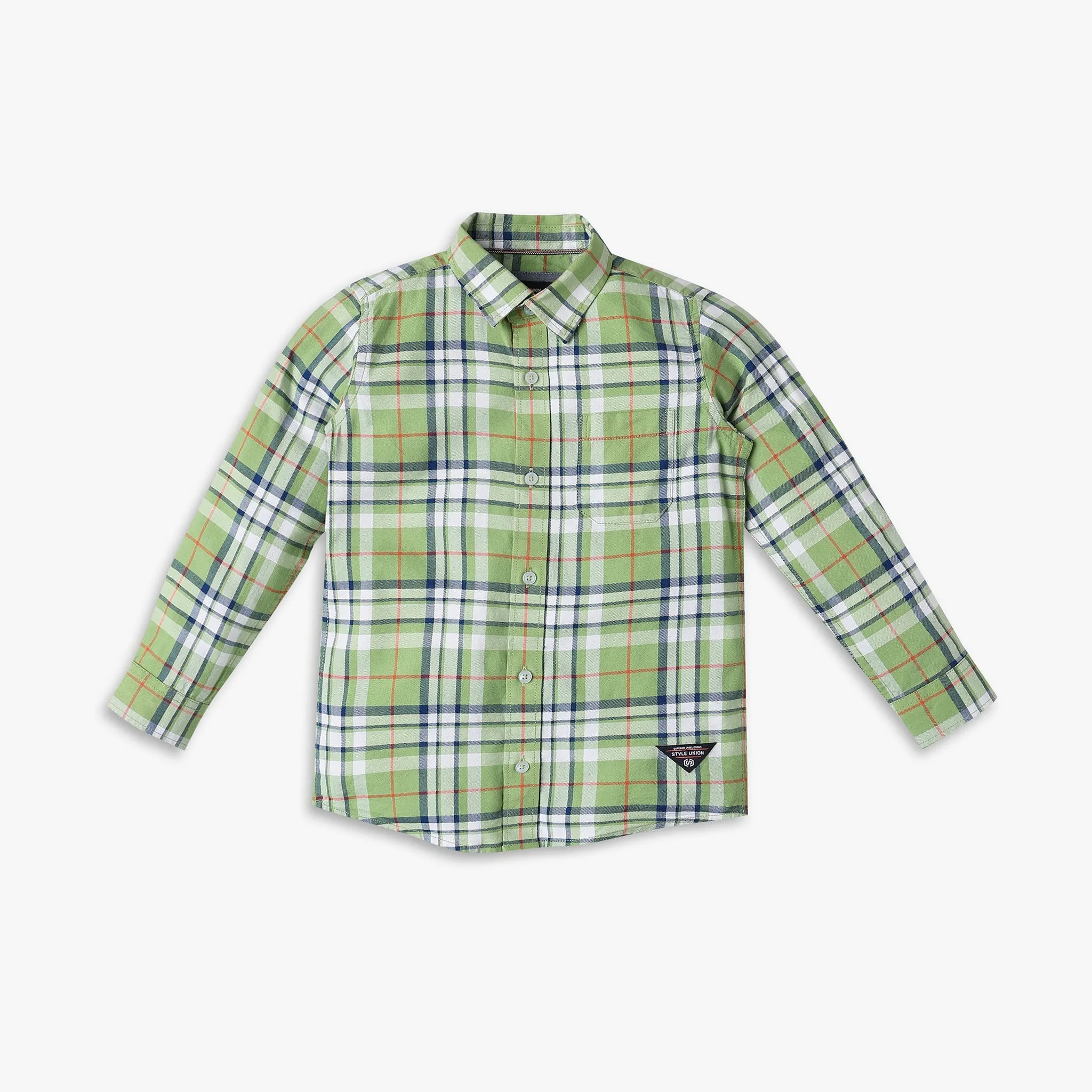 Boys Regular Fit Checkered Shirt