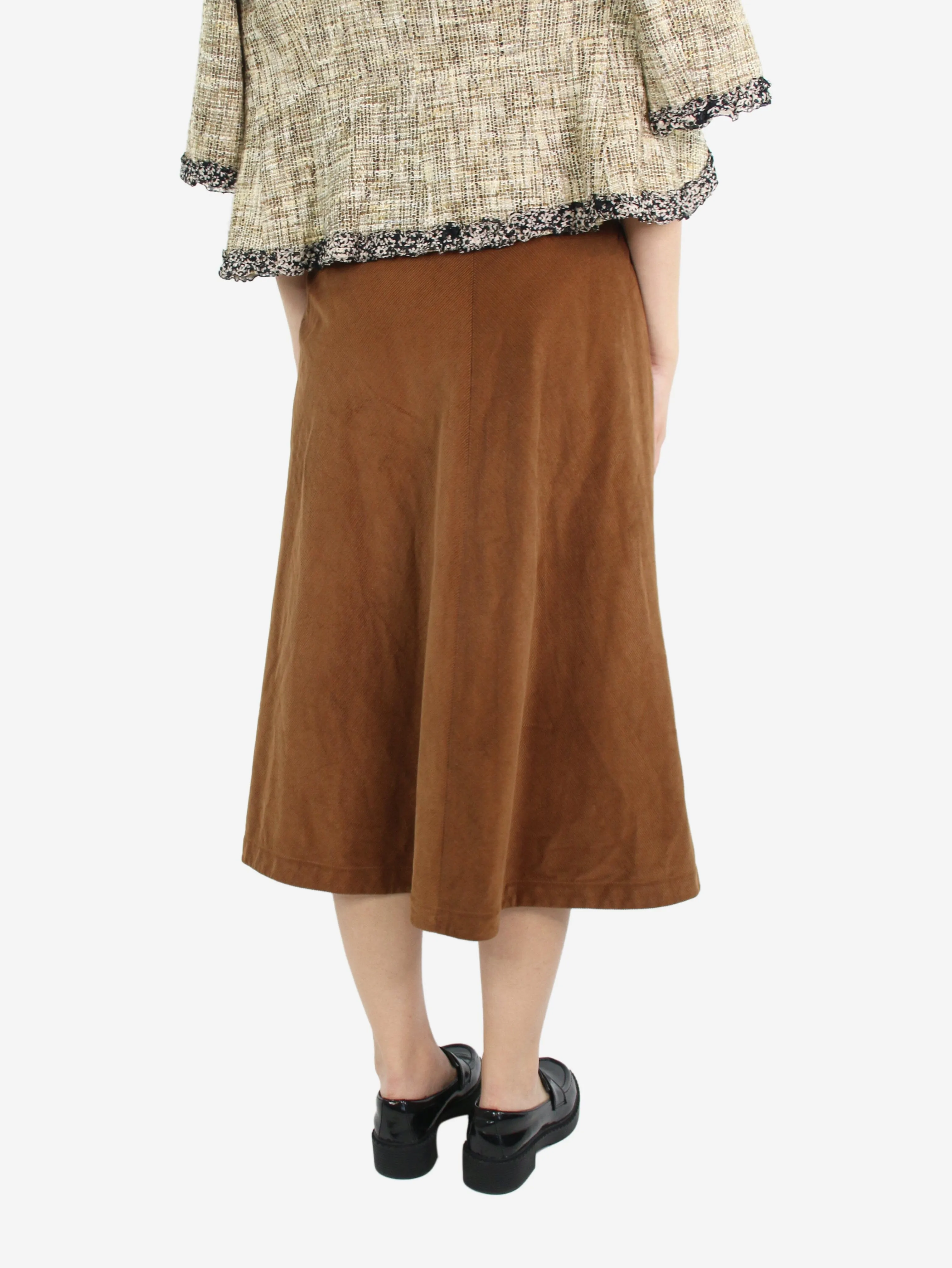 Brown corduroy A-line skirt - size UK 8