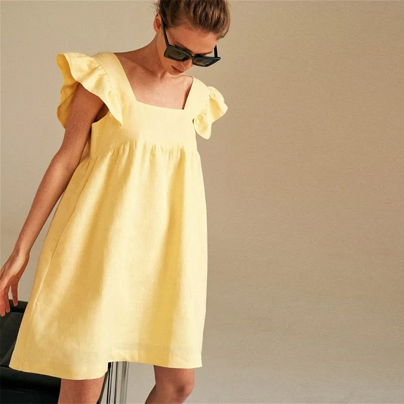 Collar Butterfly Sleeve Dress