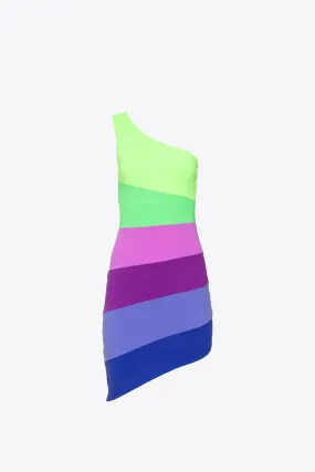 Colorblock One Arm Dress - Maldives