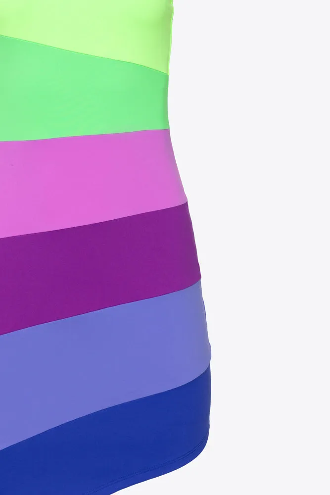 Colorblock One Arm Dress - Maldives