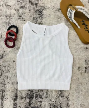 Crew Neck Tank Top (White)