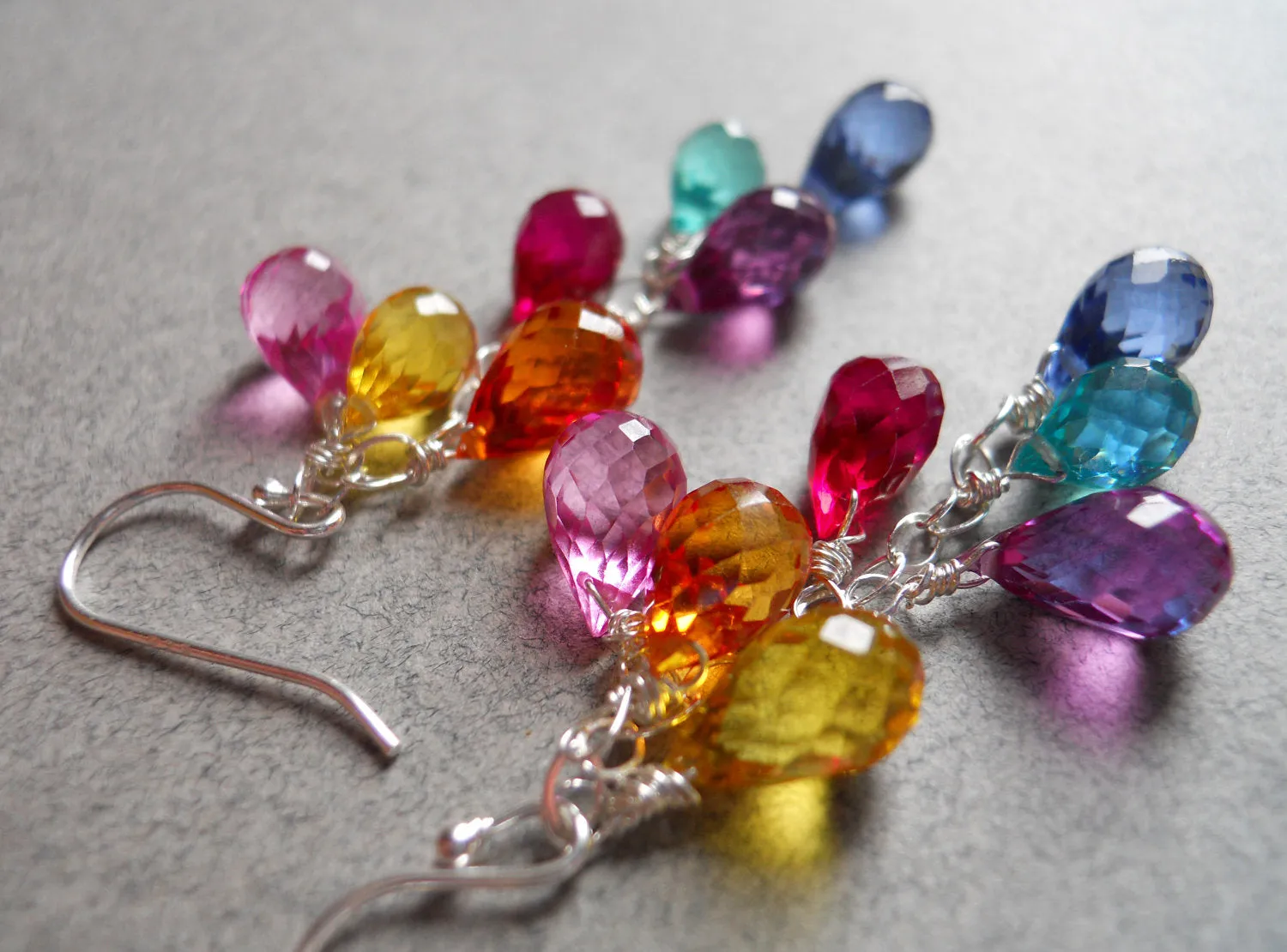 CUSTOM  Special Order - Double length rainbow earrings -  Goody Goody Gumdrops