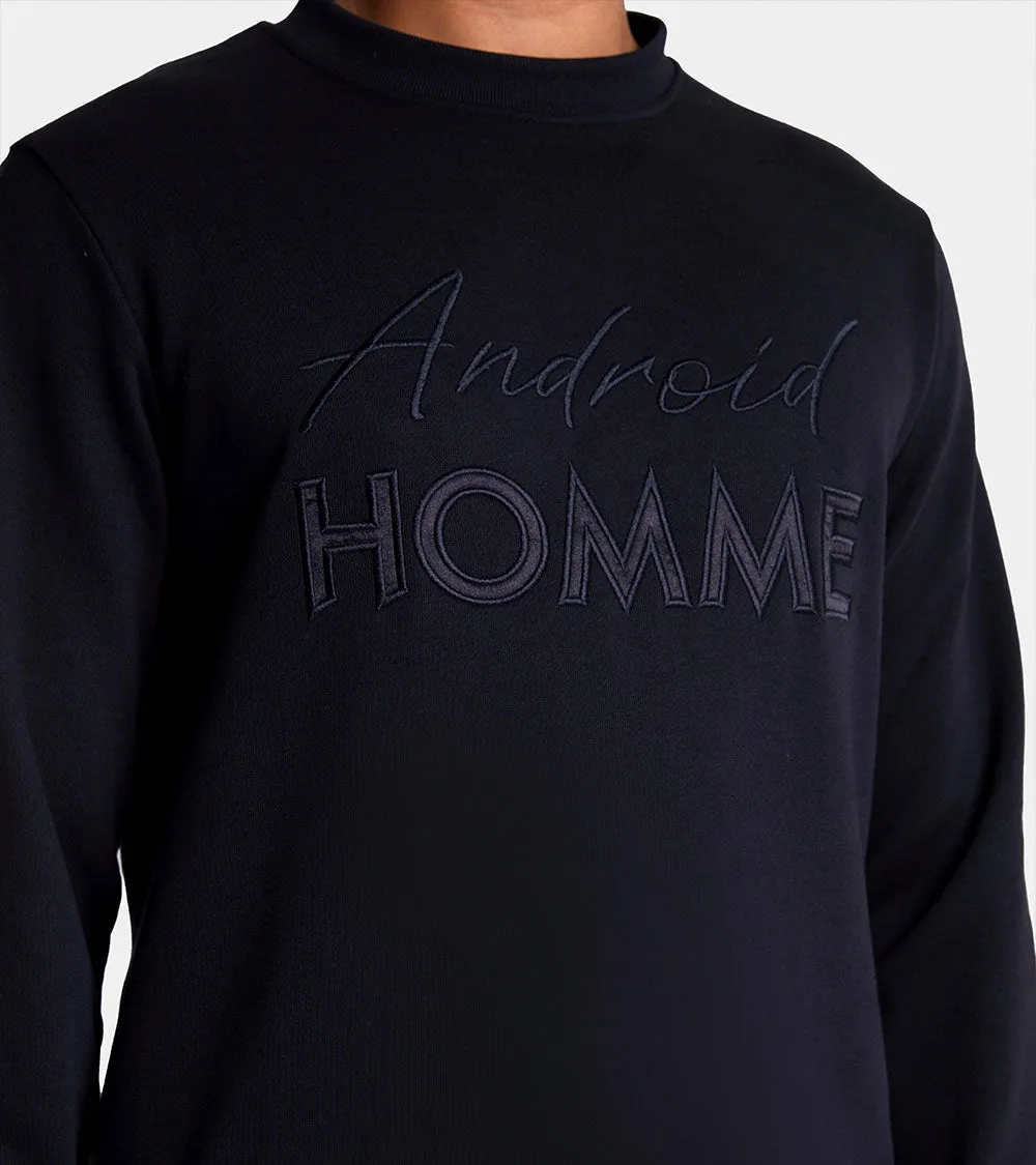 Embroidered Android Homme Crew Sweatshirt | Black AHTA234-06