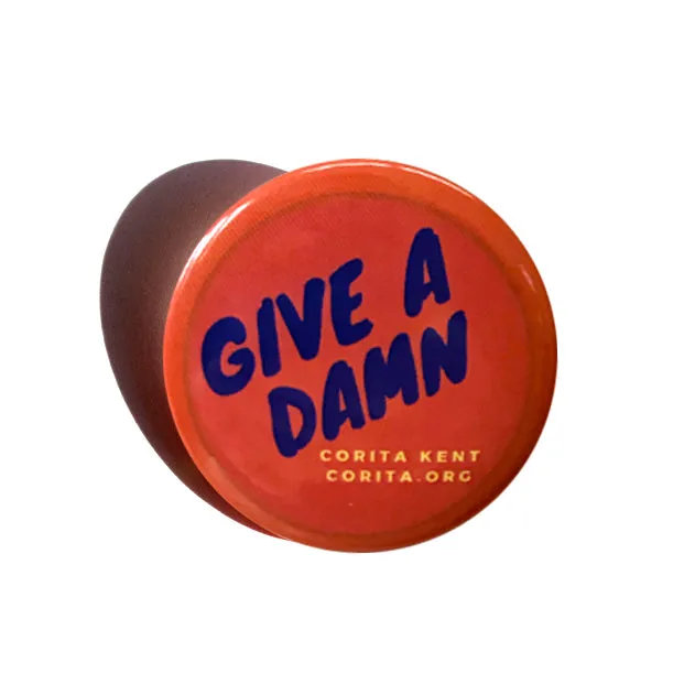 give a damn button - coral