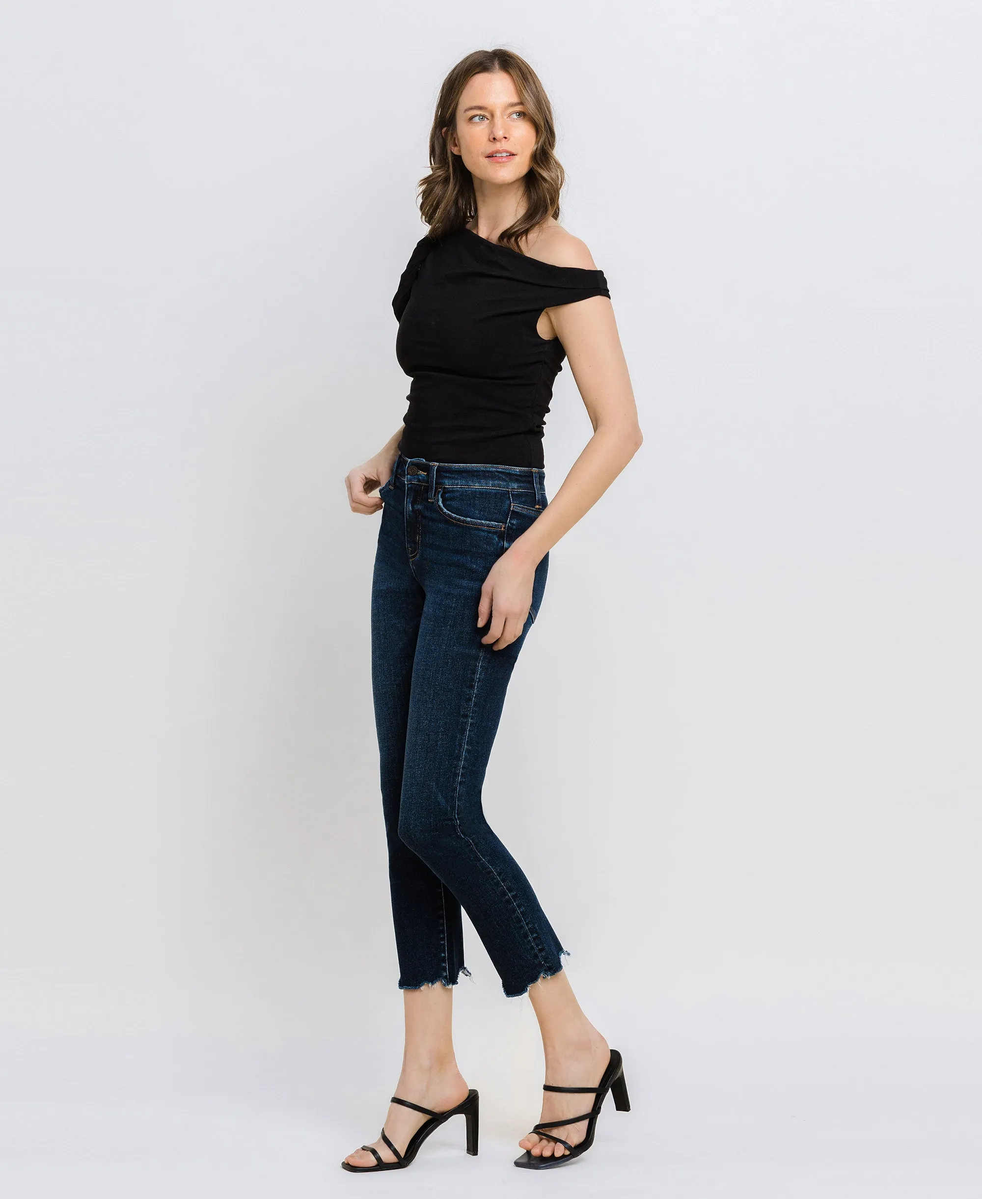 Issue Free - Mid Rise Crop Slim Straight Jeans