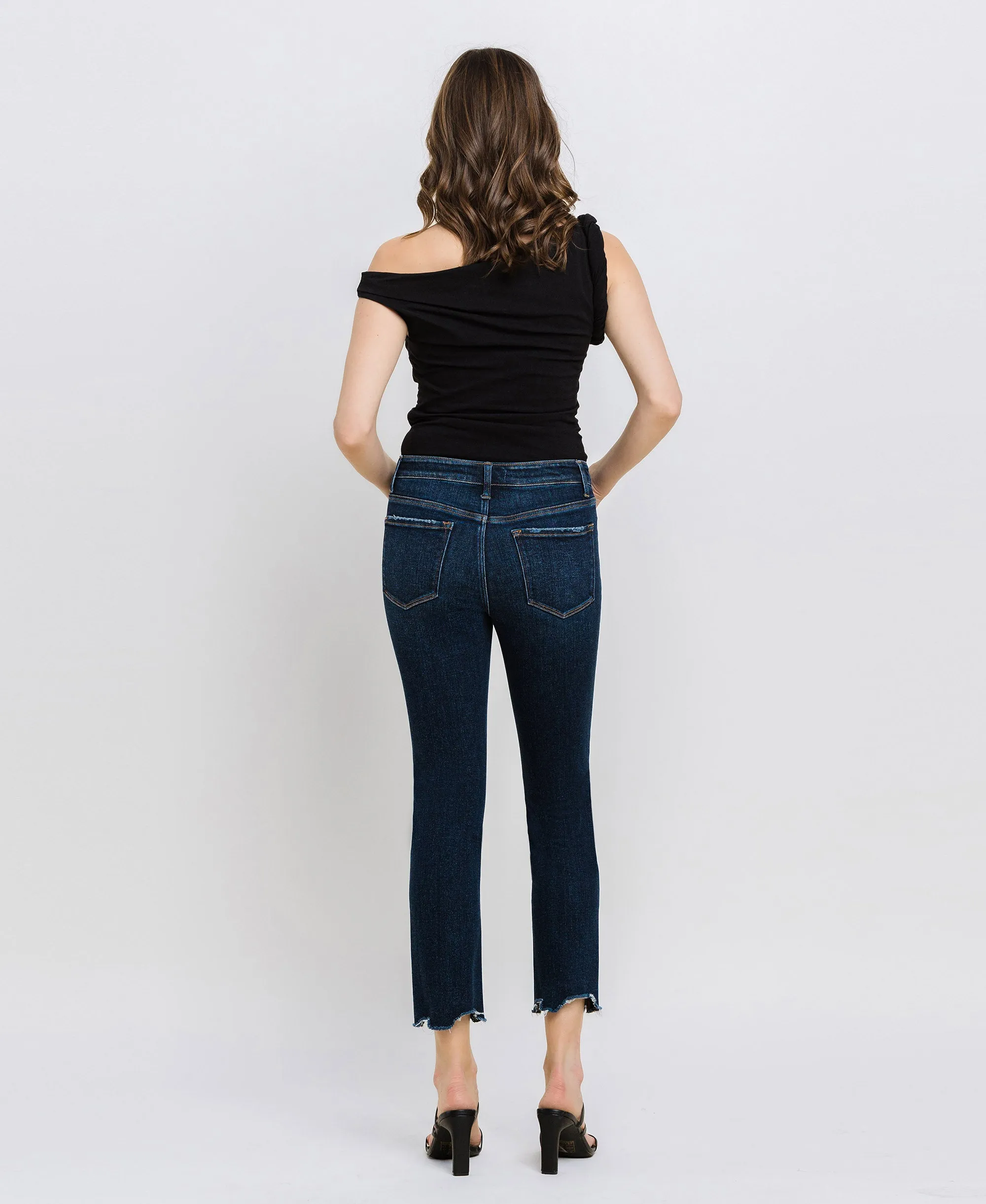 Issue Free - Mid Rise Crop Slim Straight Jeans