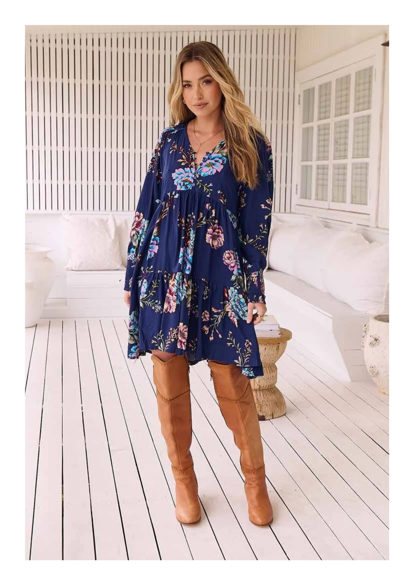 Jaase - Tracey Mini Dress with Long Sleeve - Botanica Collection