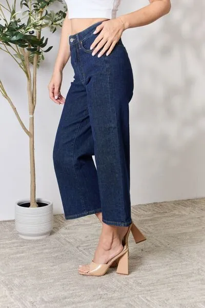 Judy Blue, High Waist Tummy Control Tailored Crop Wide Leg