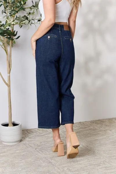 Judy Blue, High Waist Tummy Control Tailored Crop Wide Leg