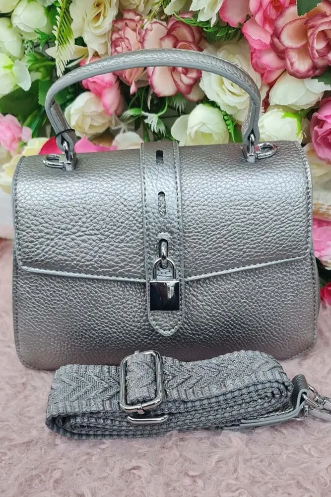 Leather Strap Lock Handle Bag