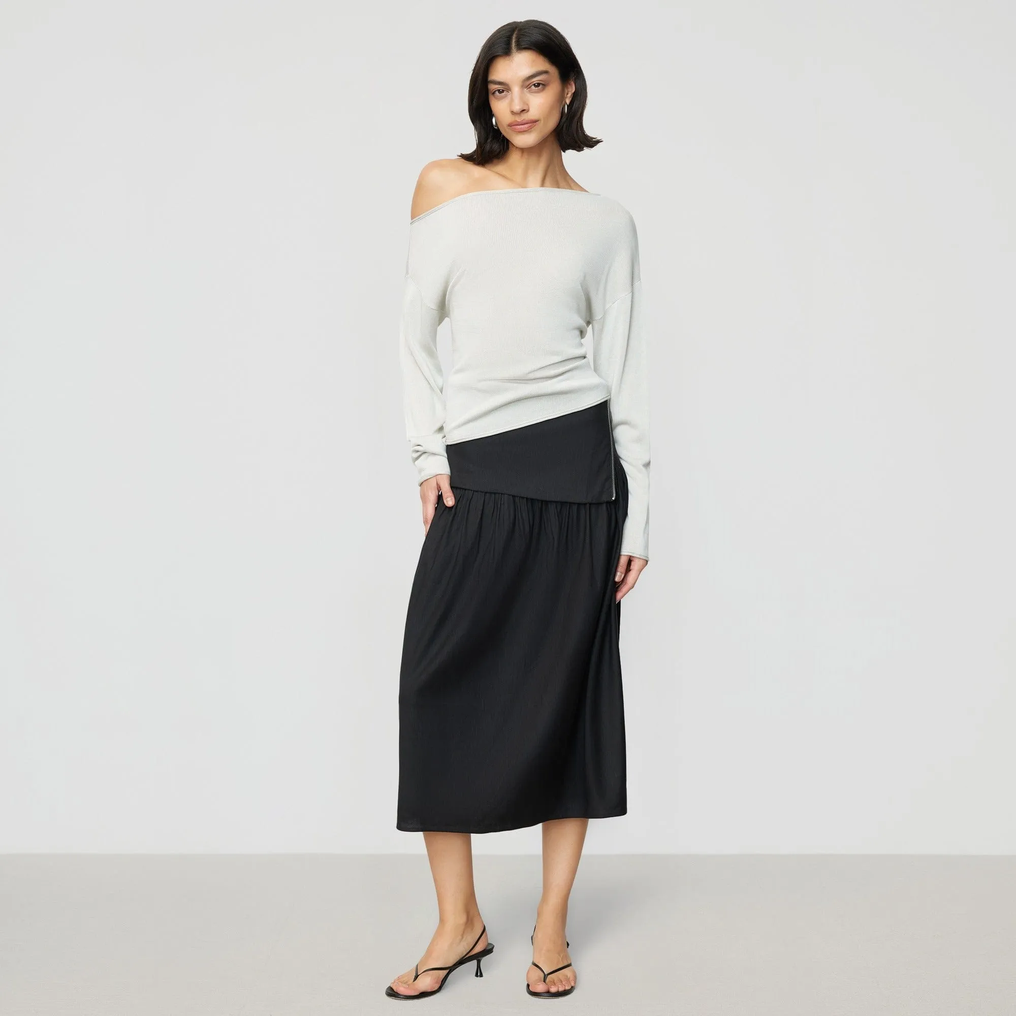 Mako Linen Foldover Zip-Waist Skirt