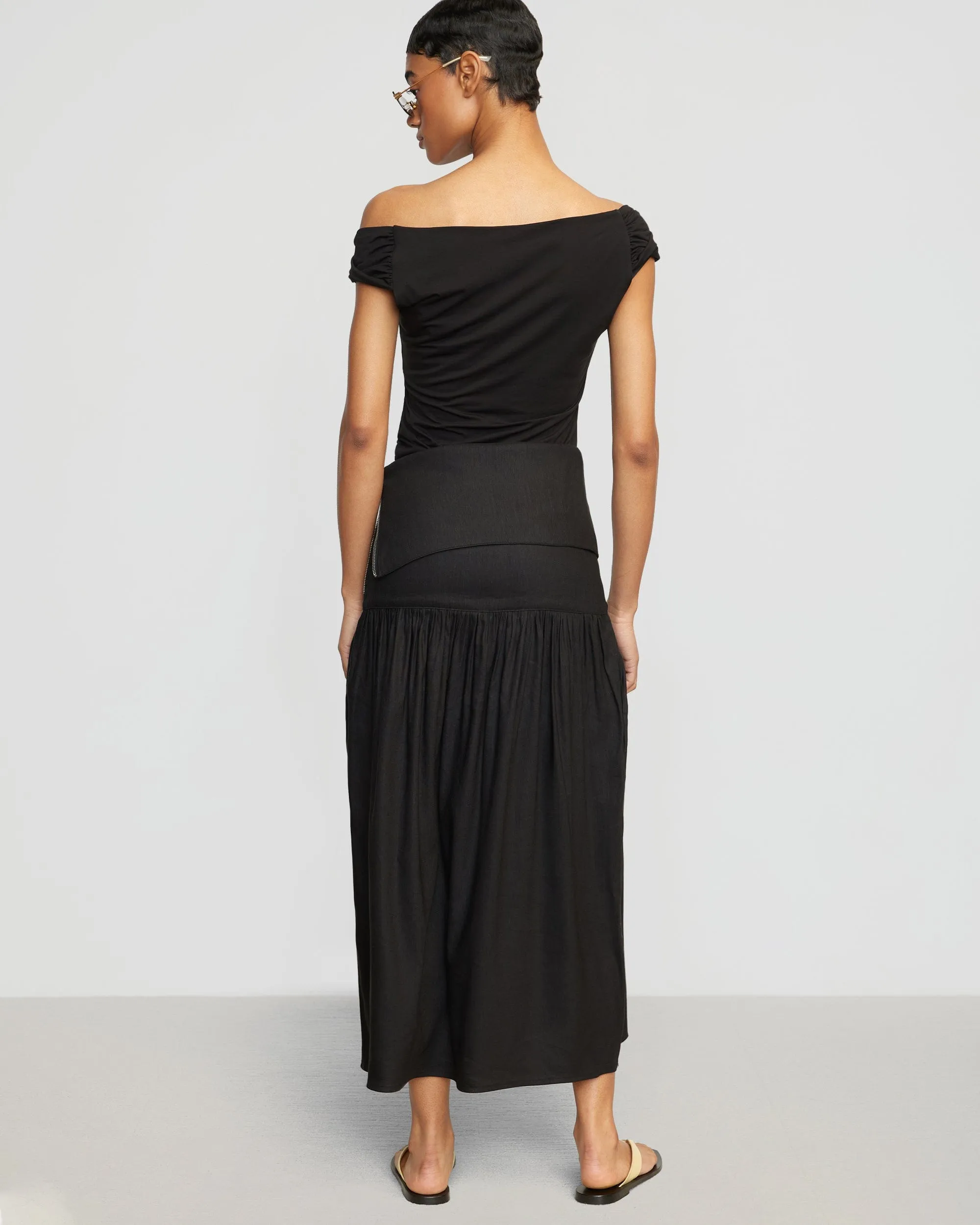 Mako Linen Foldover Zip-Waist Skirt