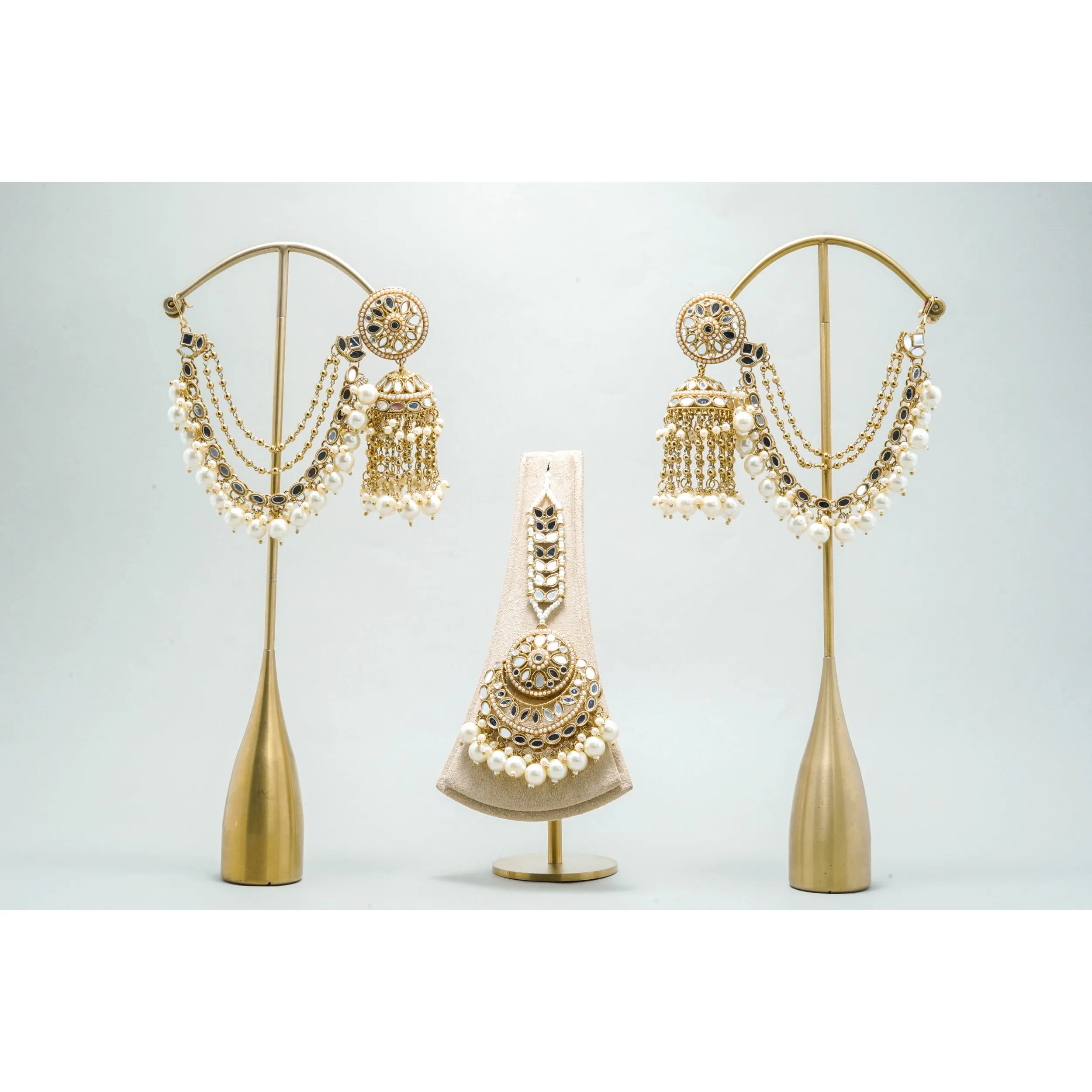 MAYA MIRROR EARRINGS AND TIKKA WITH SHAHARA