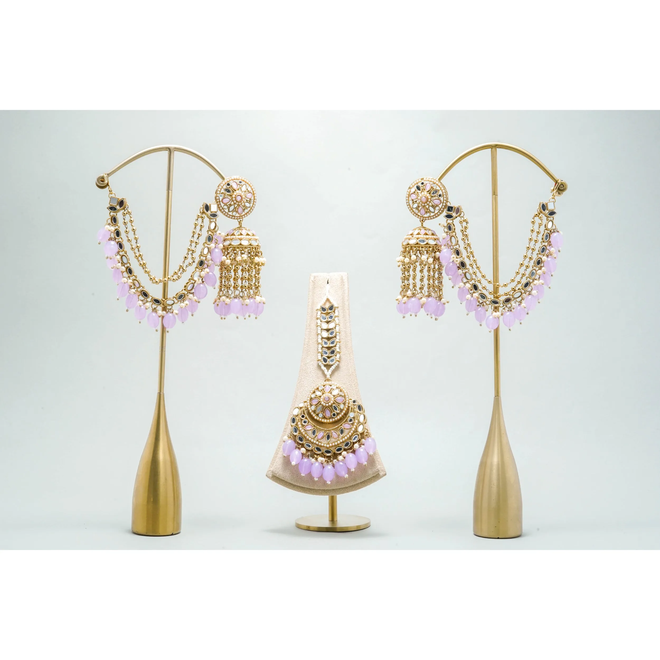 MAYA MIRROR EARRINGS AND TIKKA WITH SHAHARA