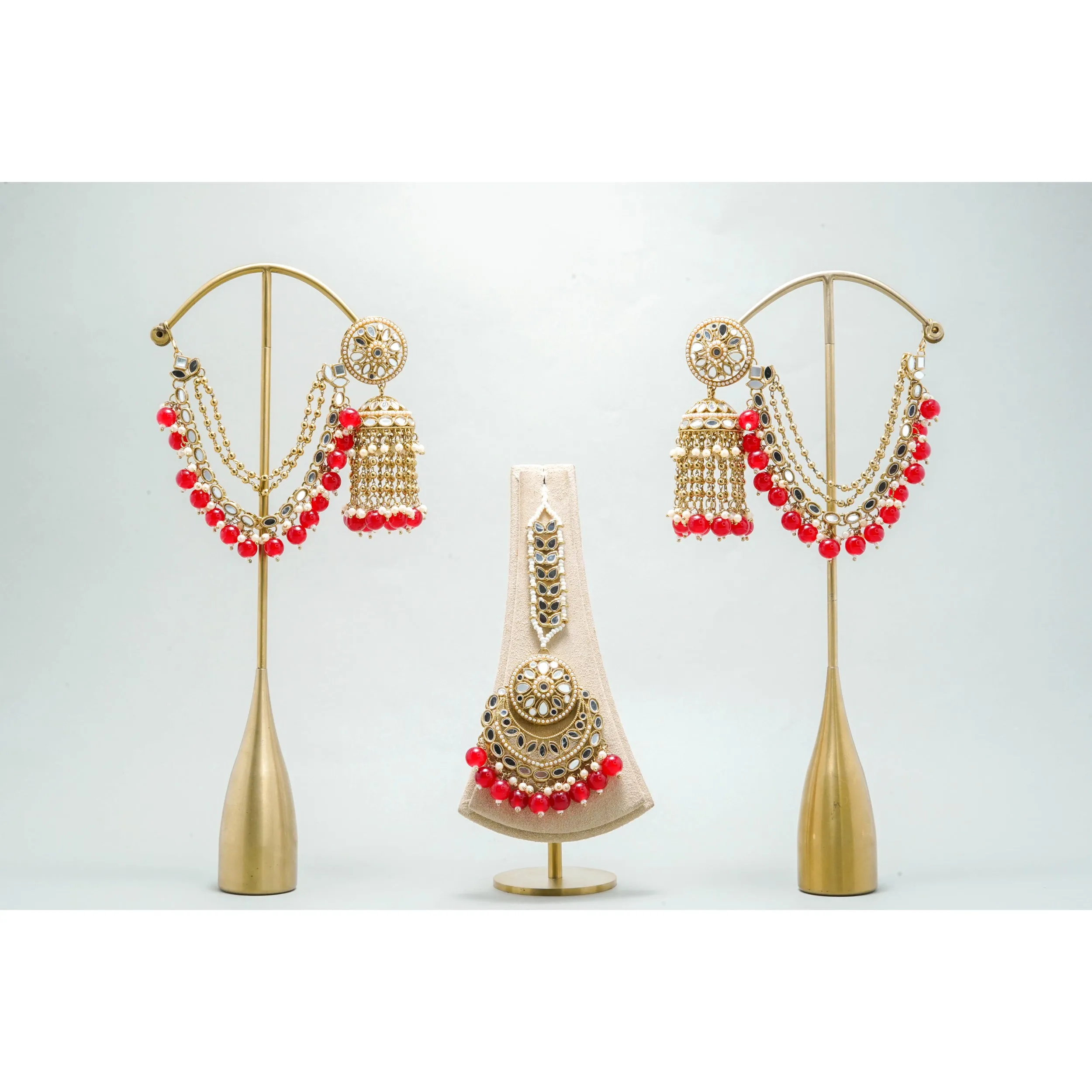 MAYA MIRROR EARRINGS AND TIKKA WITH SHAHARA