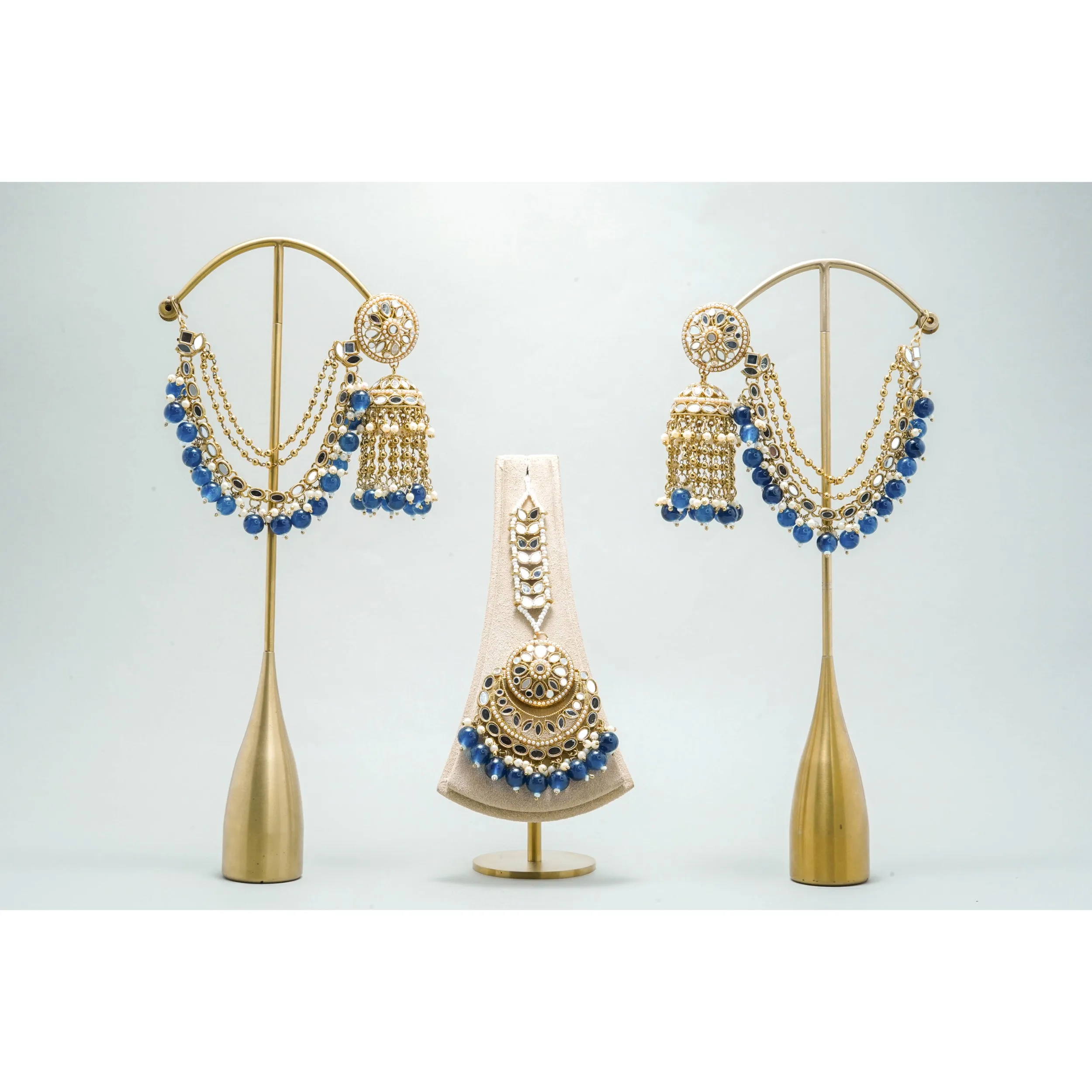 MAYA MIRROR EARRINGS AND TIKKA WITH SHAHARA