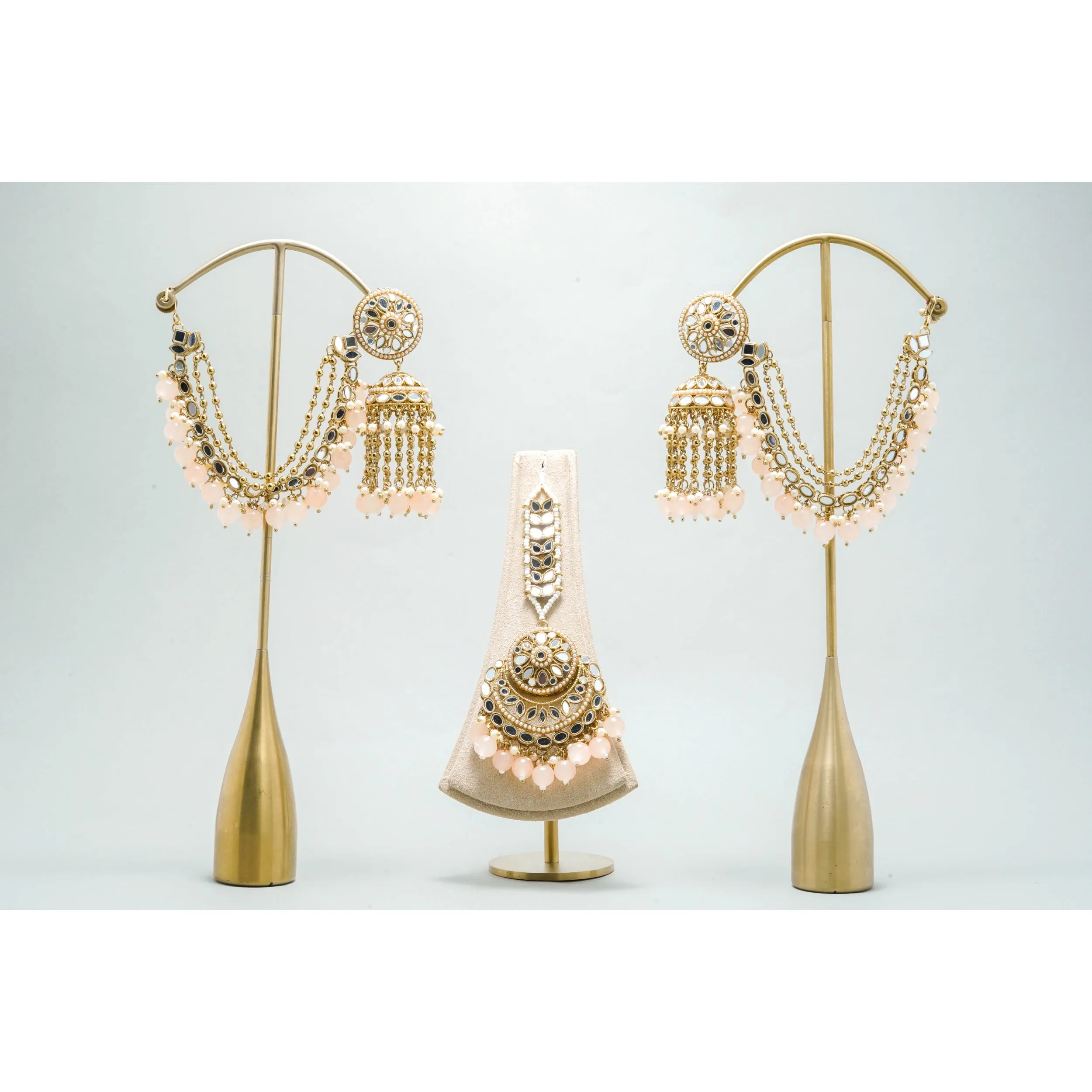 MAYA MIRROR EARRINGS AND TIKKA WITH SHAHARA