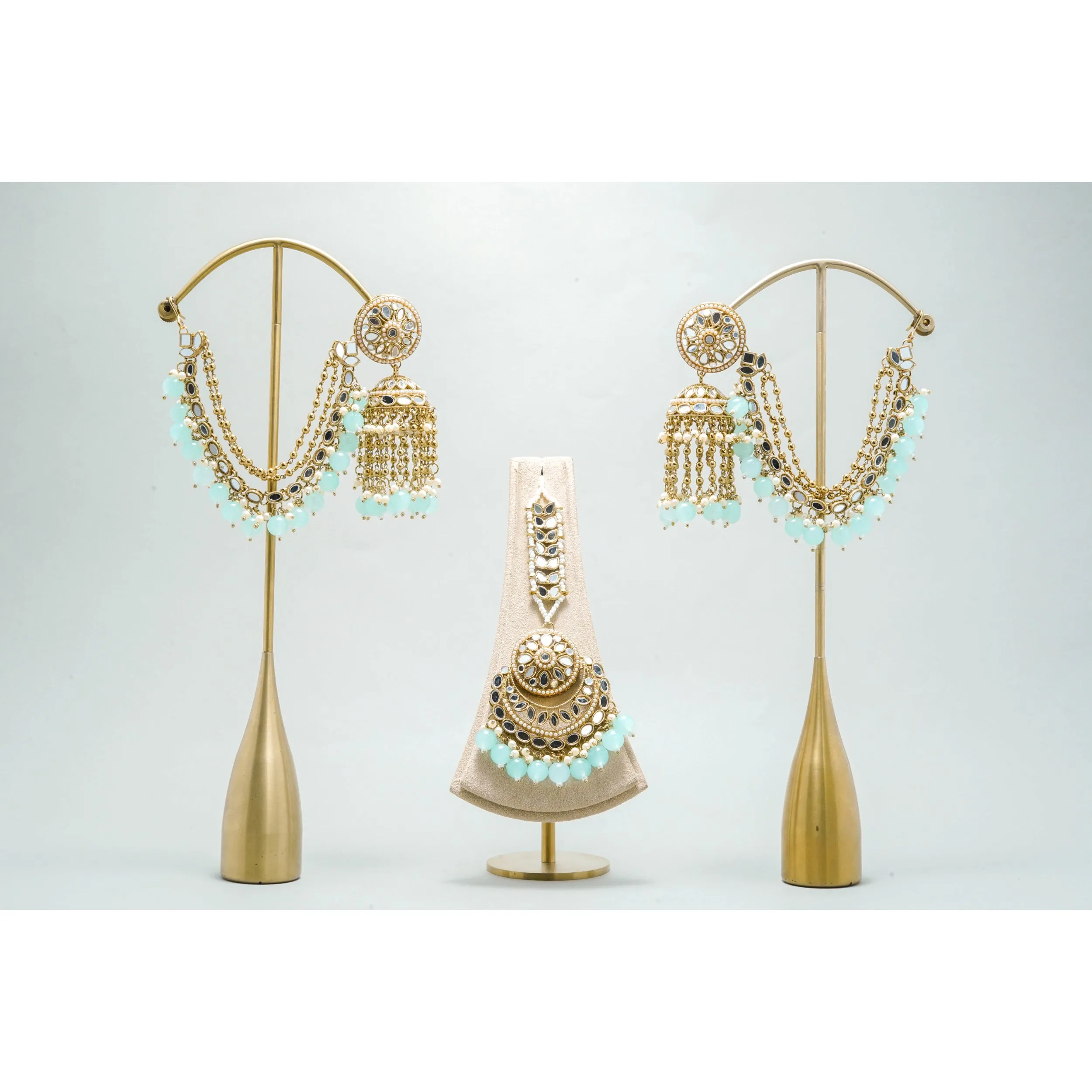 MAYA MIRROR EARRINGS AND TIKKA WITH SHAHARA