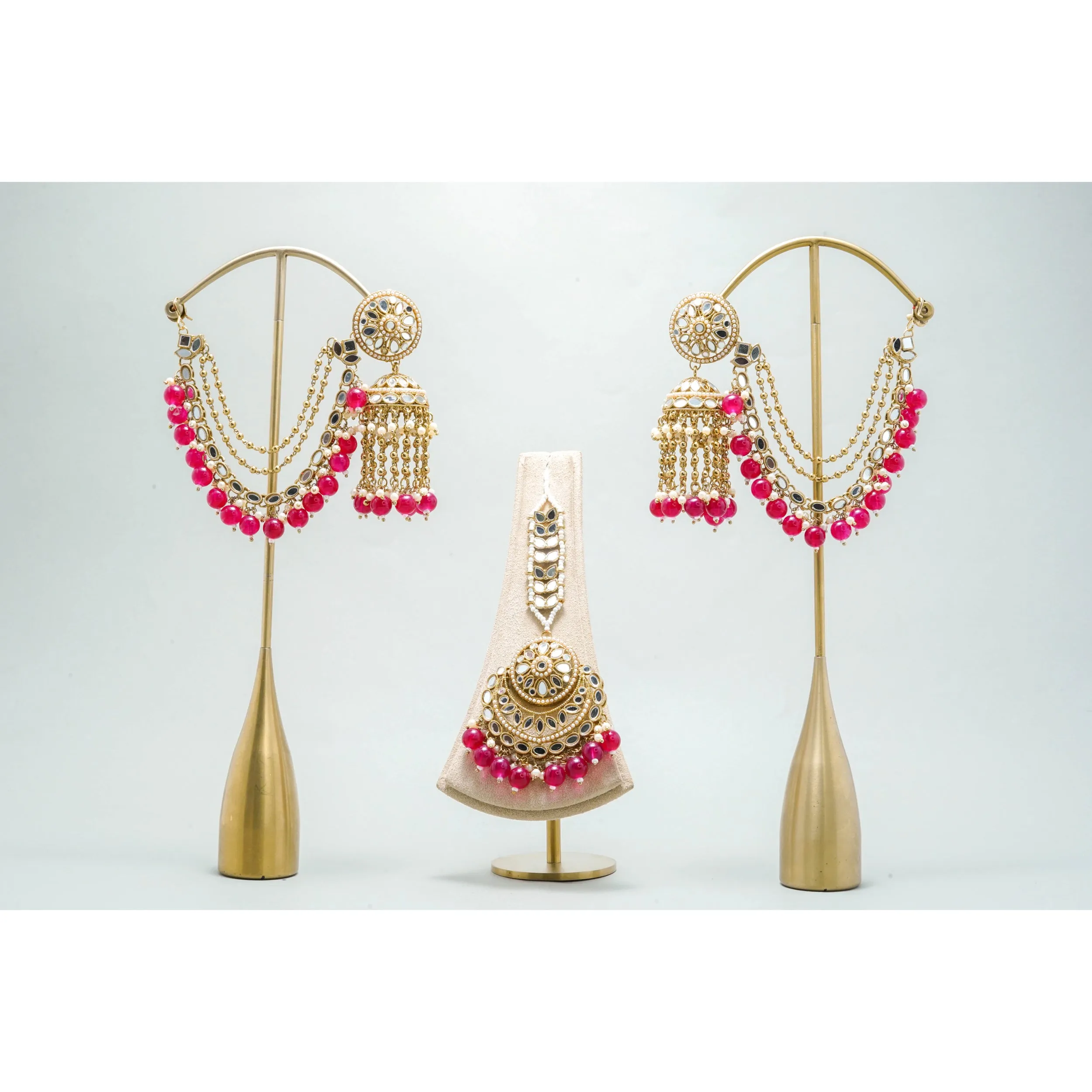 MAYA MIRROR EARRINGS AND TIKKA WITH SHAHARA