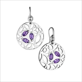 Medallion Amethyst Small Earrings in Sterling Silver