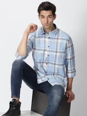 MEN'S BLUE CHECKS SLIM FIT SHIRT