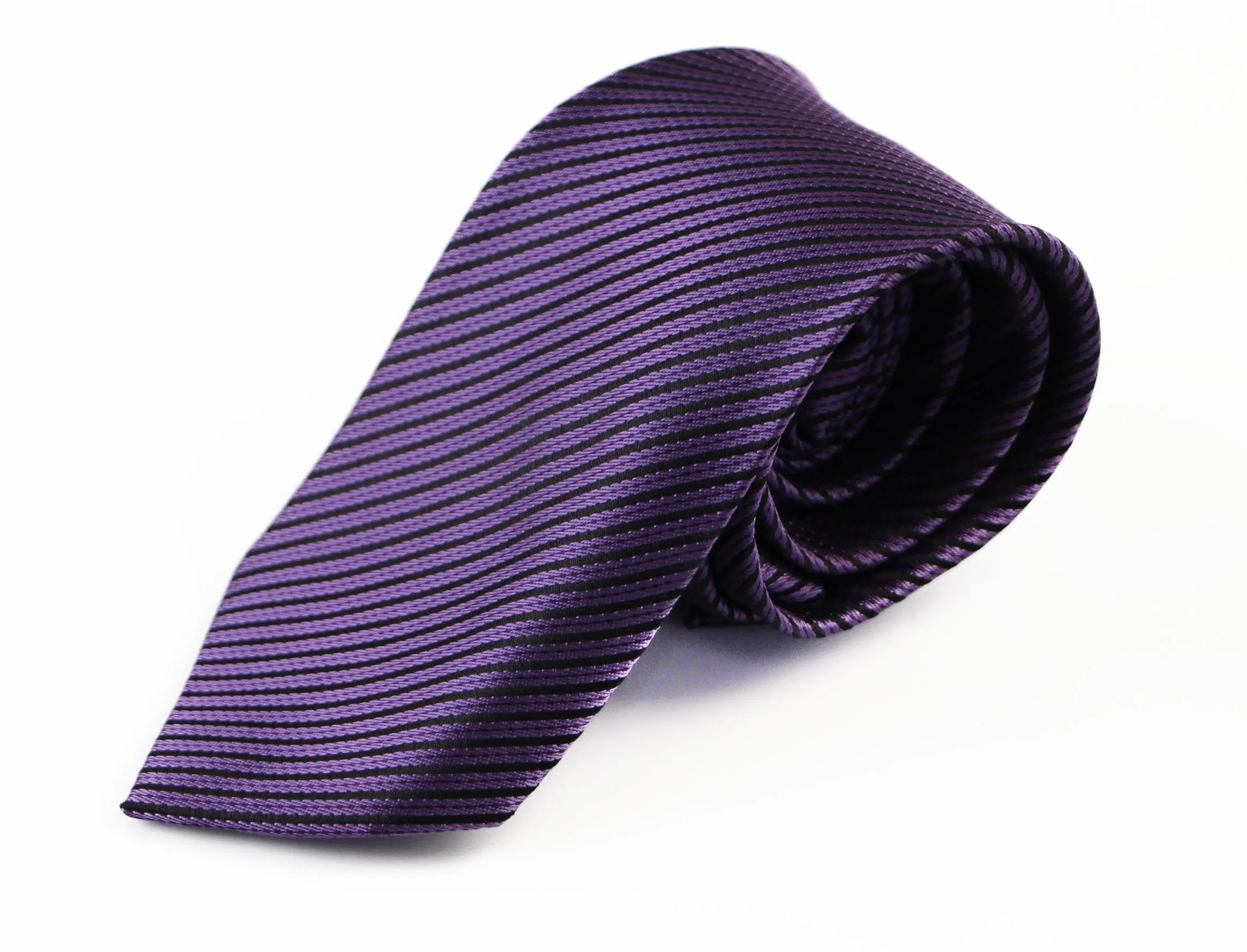 Mens Dark Purple & Black Striped Patterned 8cm Neck Tie