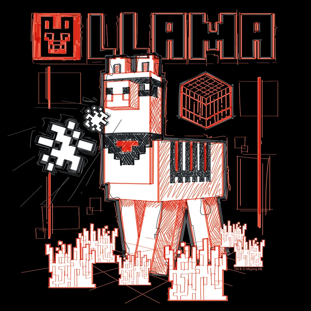 Minecraft Acid Sketch Llama Fleece Crewneck Sweatshirt