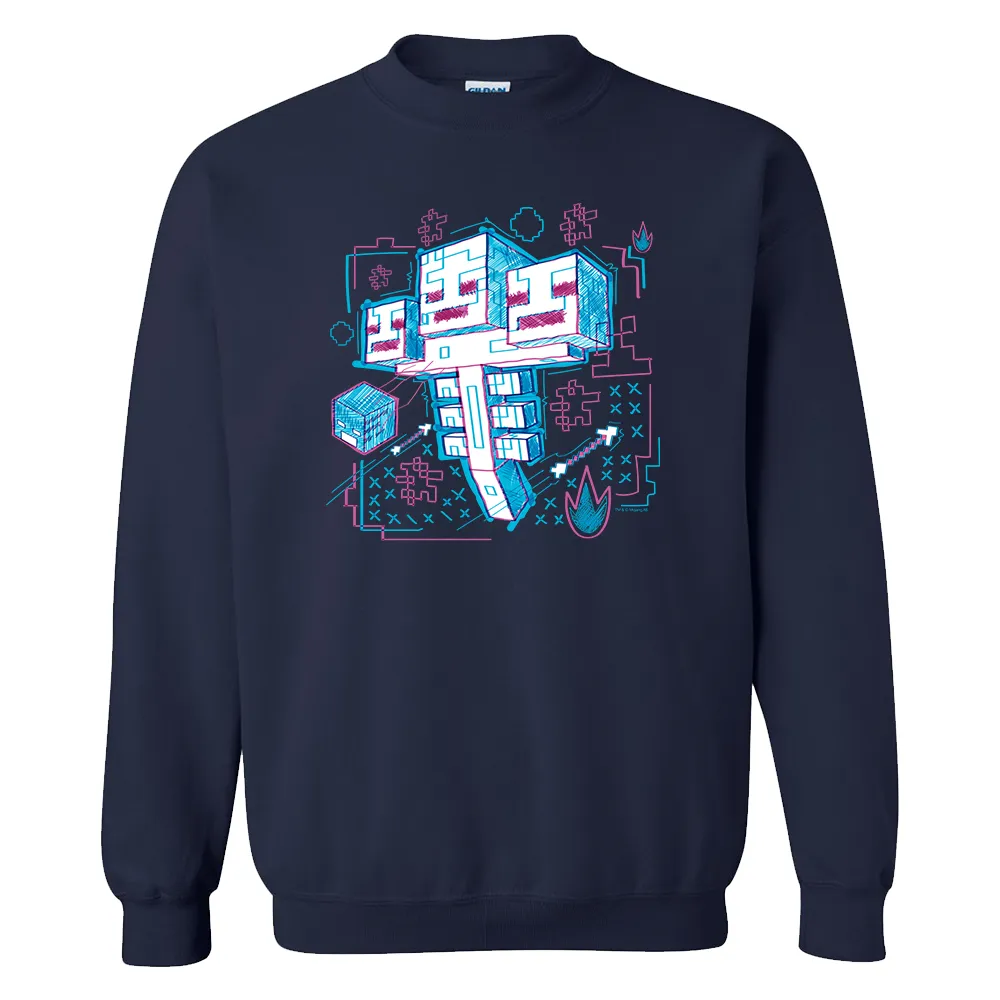 Minecraft Acid Sketch Wither Fleece Crewneck Sweatshirt